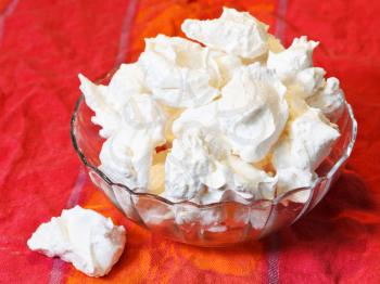 french meringue sweet dessert from whipped egg whites and sugar