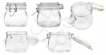 set of small Swingtop Bale glass jar isolated on white background