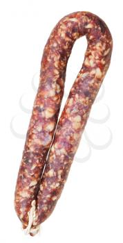 dried smoked sausage isolated on white background