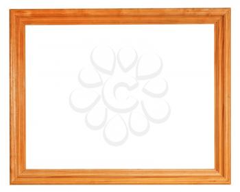 simple wooden picture frame with cut out canvas isolated on white background