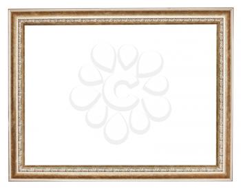 classical gilted retro wooden picture frame with cut out canvas isolated on white background