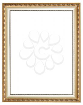 vertical ancient silver classic wooden picture frame with cut out canvas isolated on white background