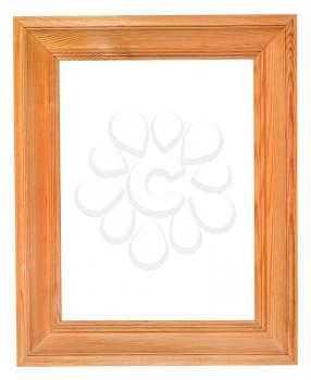 simple wide wood picture frame with cutout canvas isolated on white background