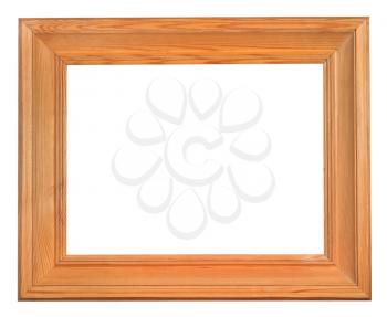 simple wide wooden picture frame with cut out canvas isolated on white background