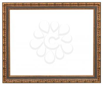 classic style wooden picture frame with cut out canvas isolated on white background