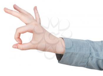 okay finger sign - hand gesture isolated on white background
