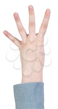 counting four - hand gesture isolated on white background