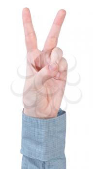 victory sign - hand gesture isolated on white background