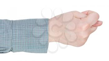 side view of finger fig sign - hand gesture isolated on white background