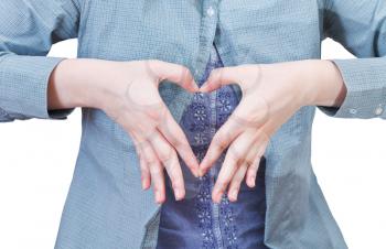 heart symbol from palms - hand gesture isolated on white background