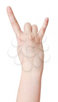 ily finger sign - hand gesture isolated on white background