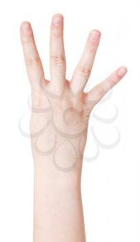 account four - hand gesture isolated on white background