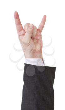 horns fingers sign - hand gesture isolated on white background