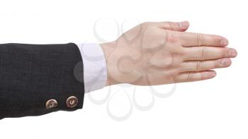 five fingers together - hand gesture isolated on white background