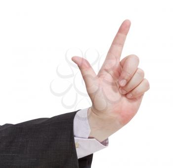 attention sign - hand gesture isolated on white background
