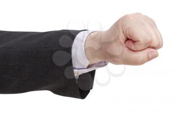 side view of fist - hand gesture isolated on white background