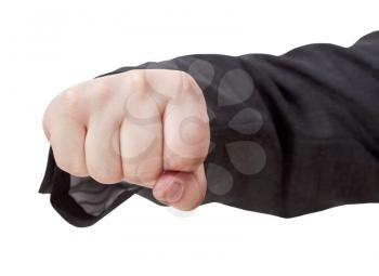 front view of fist punch - hand gesture isolated on white background