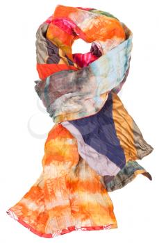 knot from patchwork and batik scarf isolated on white background
