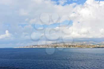 view of Punta Pezzo cape in Reggio Calabria from Strait of Messina, Italy in summer day