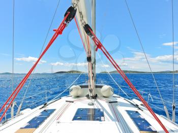 voyage on yacht in blue Adriatic sea, Dalmatia, Croatia