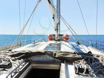 on yacht deck in calm Adriatic sea, Dalmatia, Croatia