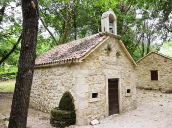 late romanesque style one-nave middle ages building in Kornati region, Dalmatia, Croatia,