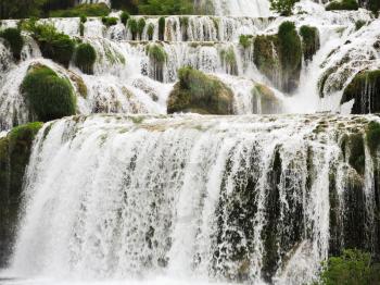 cascade of waterfall in Kornati region, Dalmatia, Croatia
