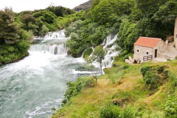 view of waterfalls in Kornati region, Dalmatia, Croatia