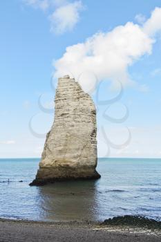 rock in water of english channel on beach of Etretat cote d'albatre, France