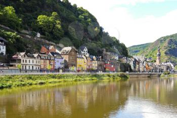 waterfront in Cochem town on Moselle river, Germany