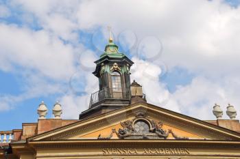 roof of Swedish Academy and Nobel Museum on Stortorget square in Stockholm