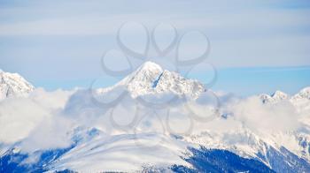 snow-covered mountain peak in Val Gardena, Dolomites, Italy