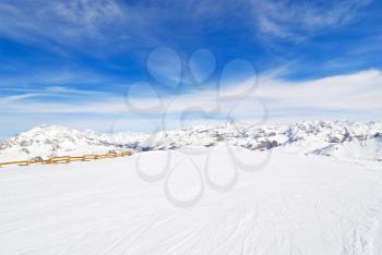view of skiing area in mountains of Paradiski region, Val d'Isere - Tignes , France