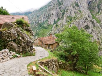 village in mountain national park Picos de Europa, Asturias, Spain
