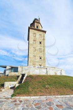 ancient roman lighthouse Tower of Hercules, La Coruna, Galicia, Spain
