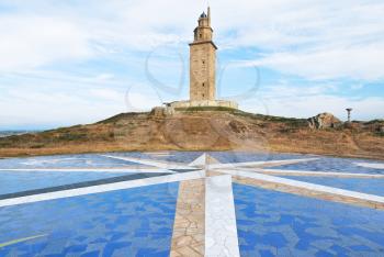 ancient roman monument - lighthouse Tower of Hercules, La Coruna, Galicia, Spain