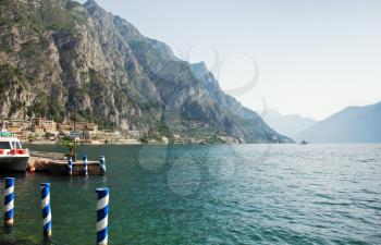 view of Lake Garda from Limone sul Garda town, Italy