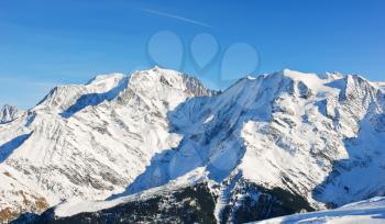 MontBlanc mountain in Alps in Portes du Soleil region, Evasion - Mont Blanc, France