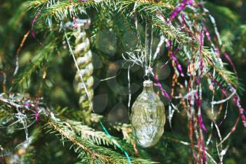 glass cone and icicle christmas tree vintage decoration close up