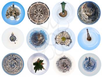 set of spherical Paris cityscapes and landmarks, France