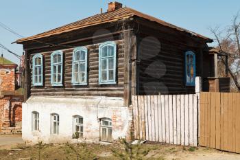 old russian urban wooden house of nineteenth century