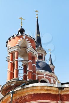Towers of New Nikolsky Cathedral in Mozhaysk Kremlin, Moscow Regoin, Russia