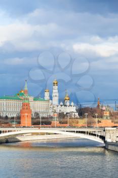 blue clouds over Moscow Kremlin in autumn day