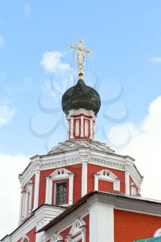 The Naryshkin Baroque barbican church (Gate Church of the Saviour) in Zachatyevsky Monastery (Conception Convent) on Ostozhenka Street in Moscow