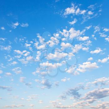 many small white clouds in summer blue sky