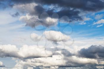 woolpack grey clouds in summer afternoon sky