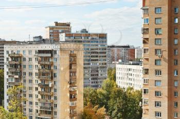 apartment houses in urban quarter in autumn day, Moscow