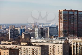 urban skyline of residential quarters in big city in Sokol district of Moscow