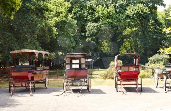 old carriages in village in Briere Regional Natural Park, France