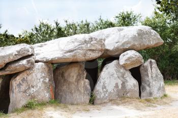ancient stone dolmen in Briere Regional Natural Park, France
